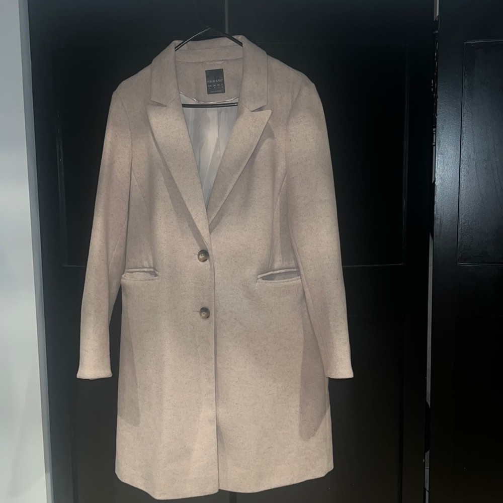 Primark pea coat size 8 beige